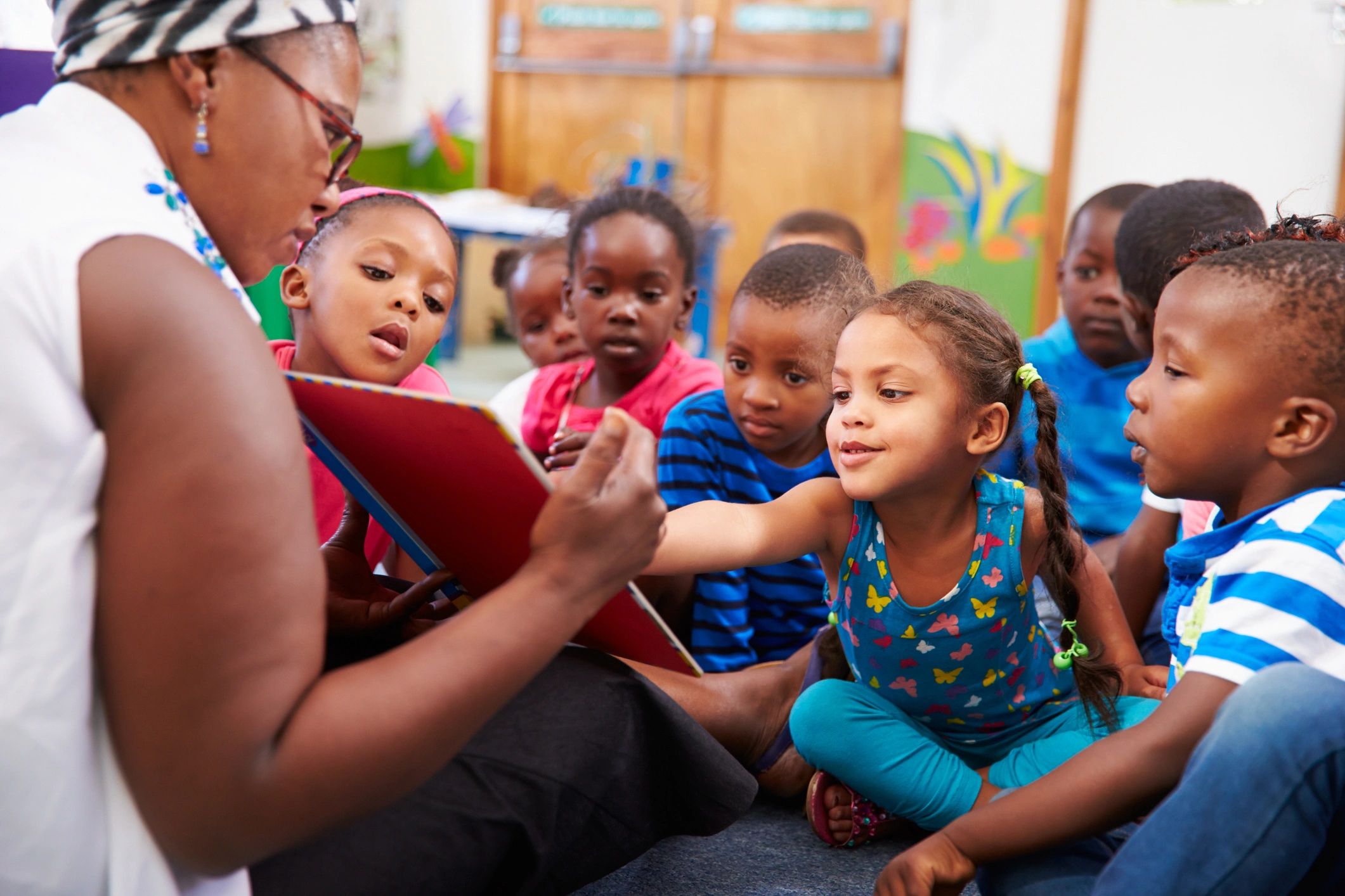Children learning with interactive materials